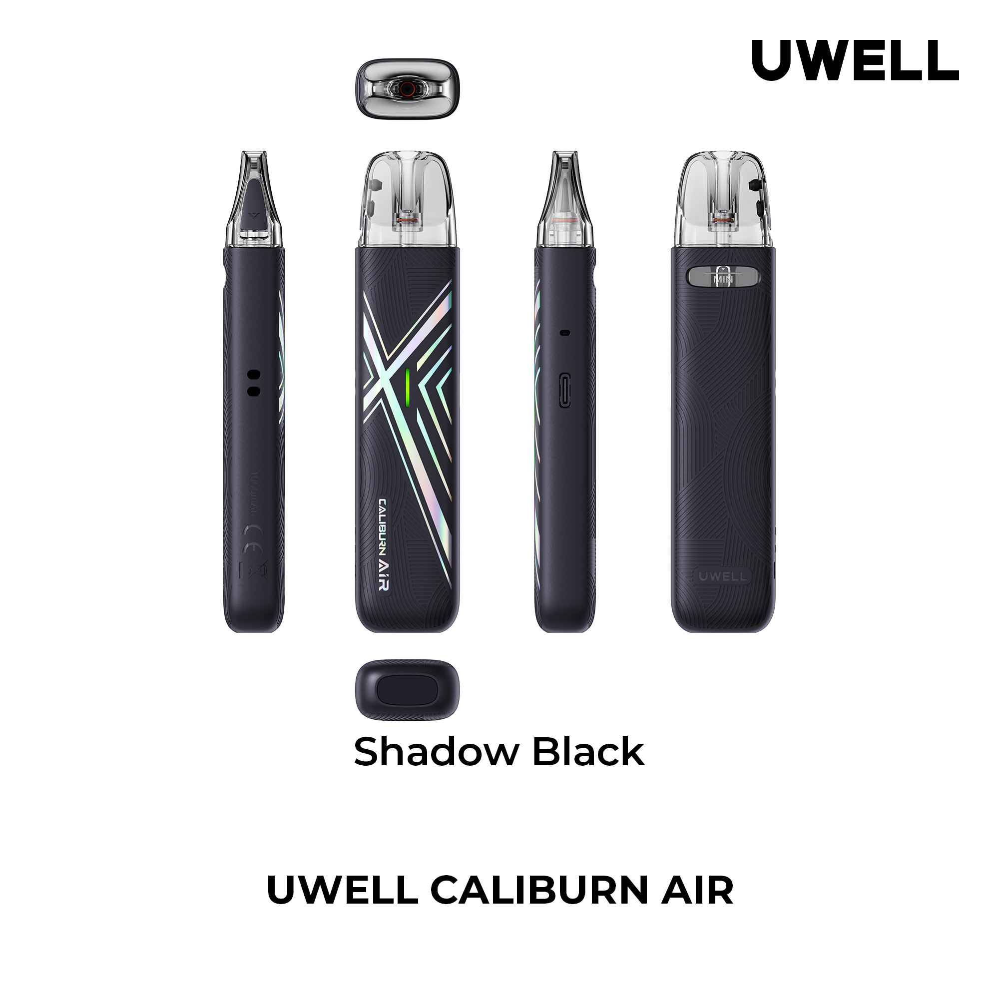 Uwell Caliburn AIR Shadow Black – alle Ansichten
