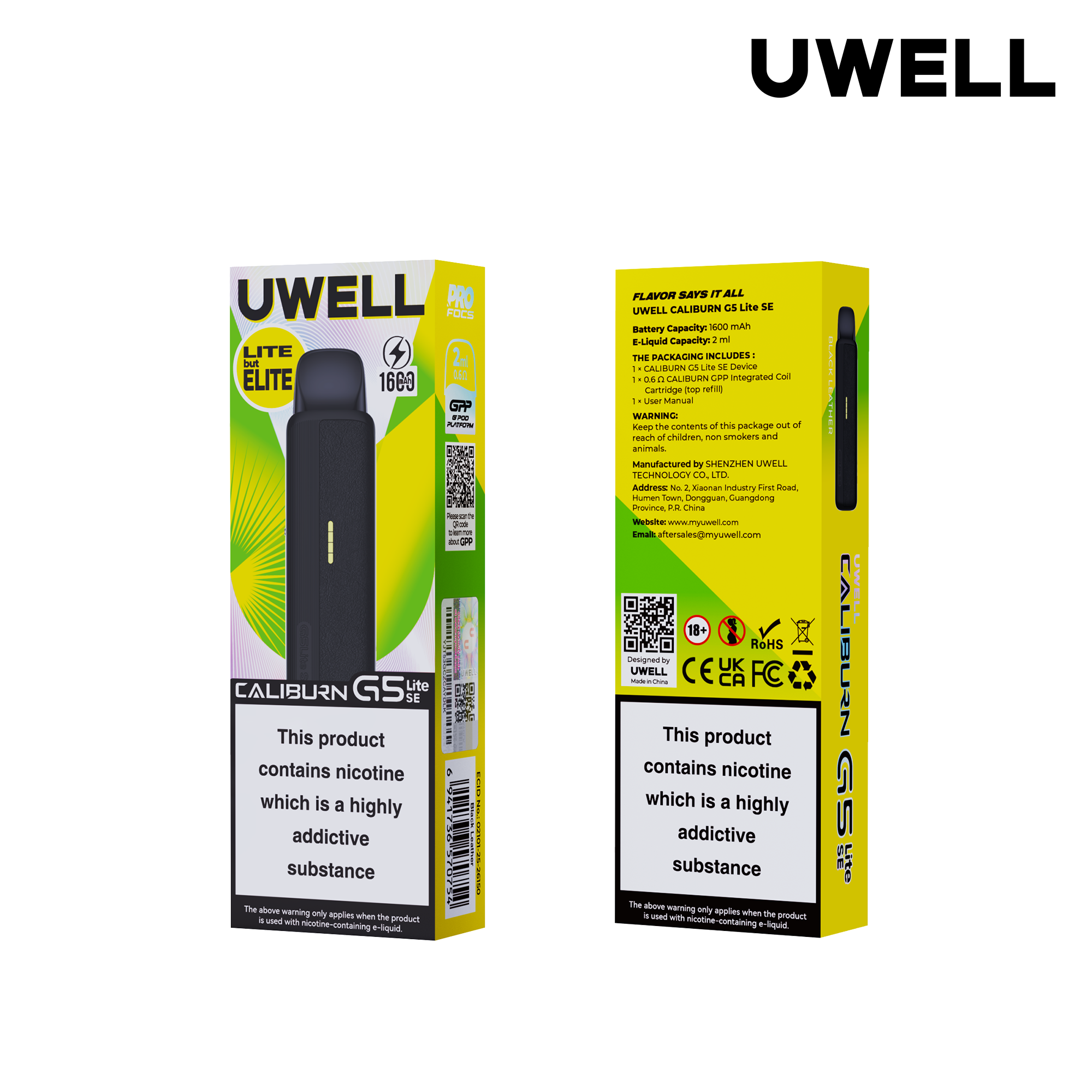 Uwell Caliburn G5 Lite SE Black Leather – Originalverpackung