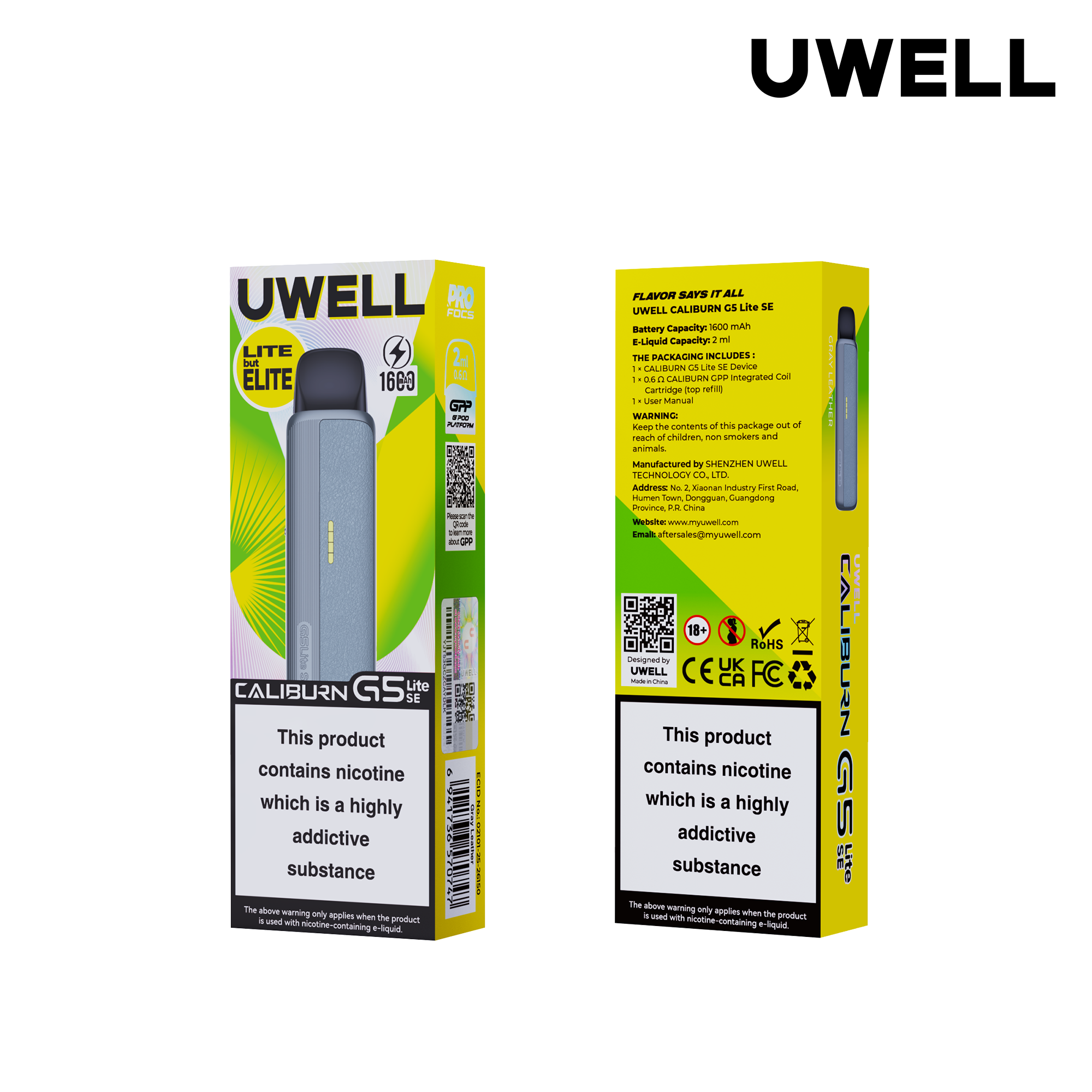 Uwell Caliburn G5 Lite SE Gray Leather – Originalverpackung