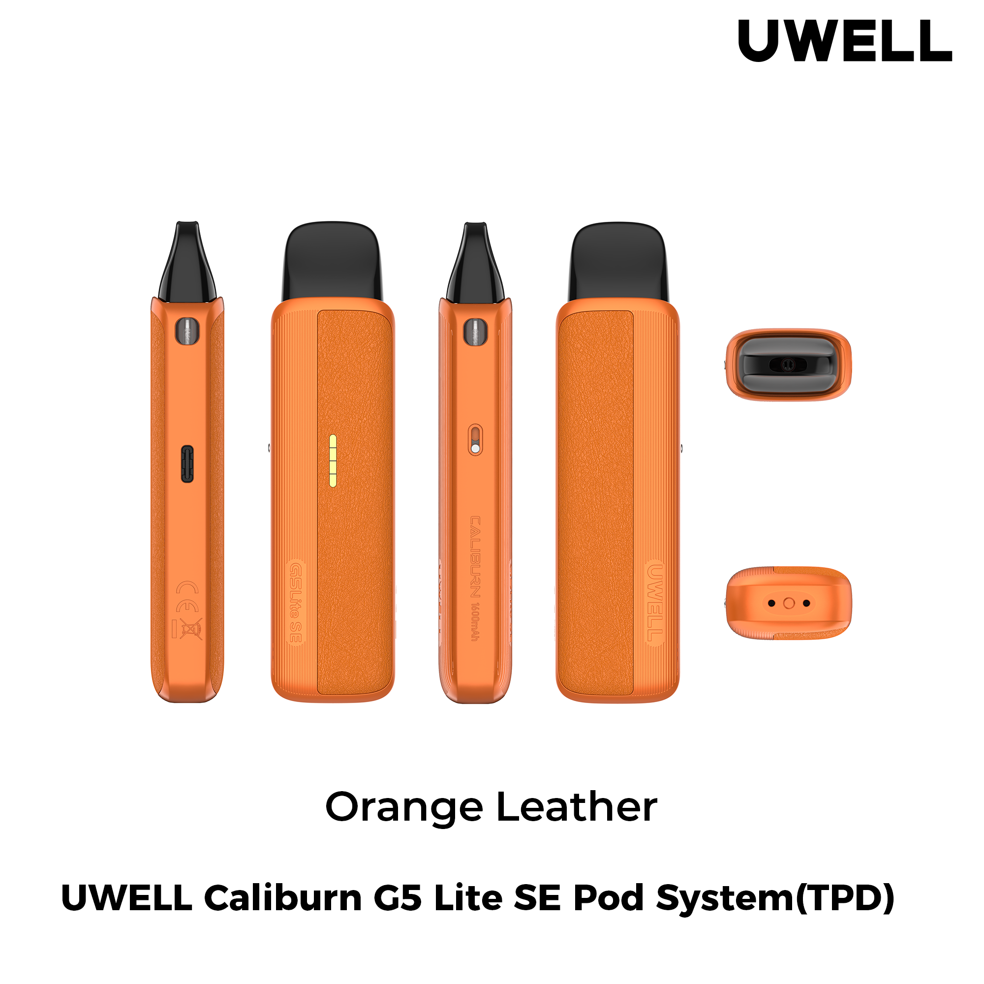 Uwell Caliburn G5 Lite SE Orange Leather – alle Ansichten