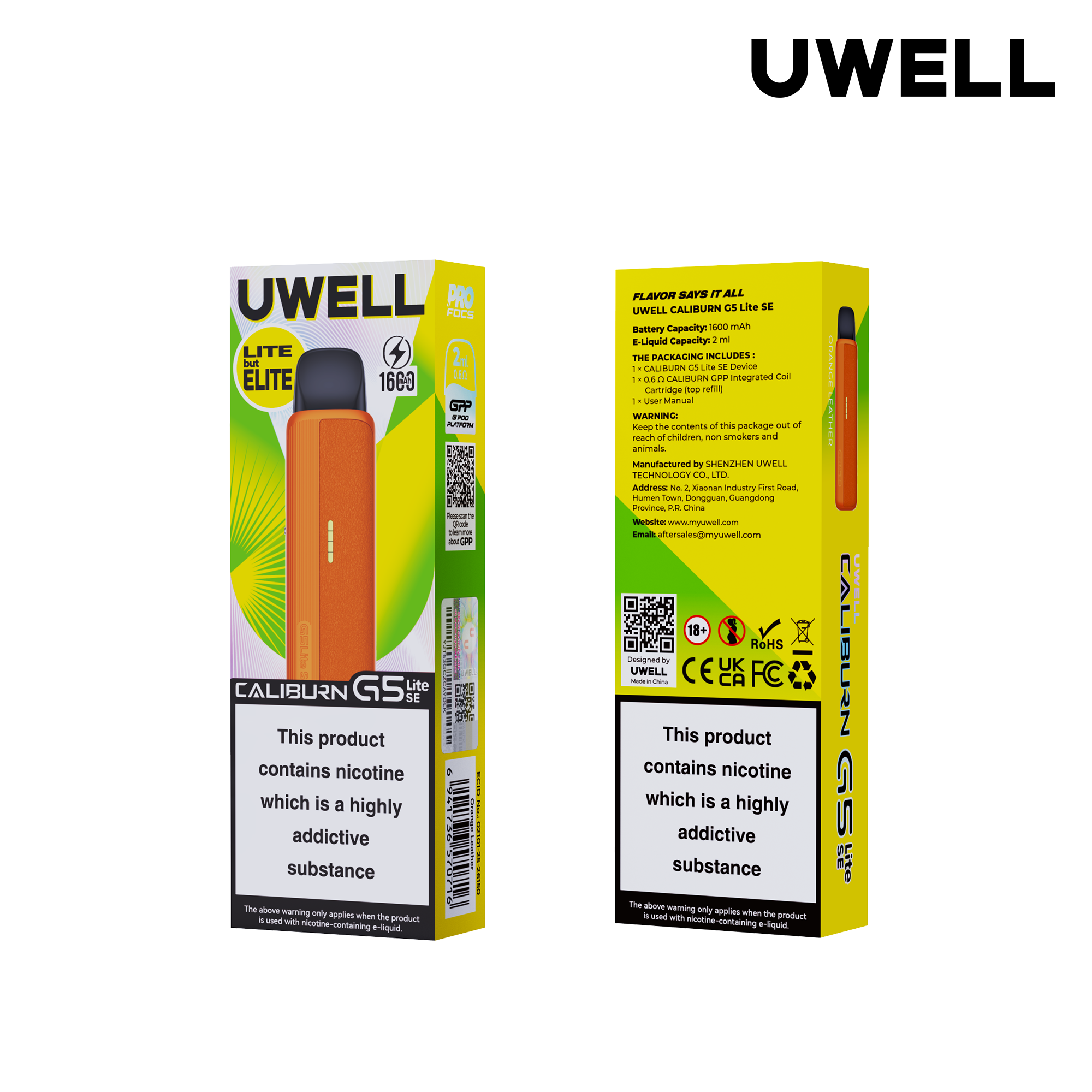 Uwell Caliburn G5 Lite SE Orange Leather – Originalverpackung