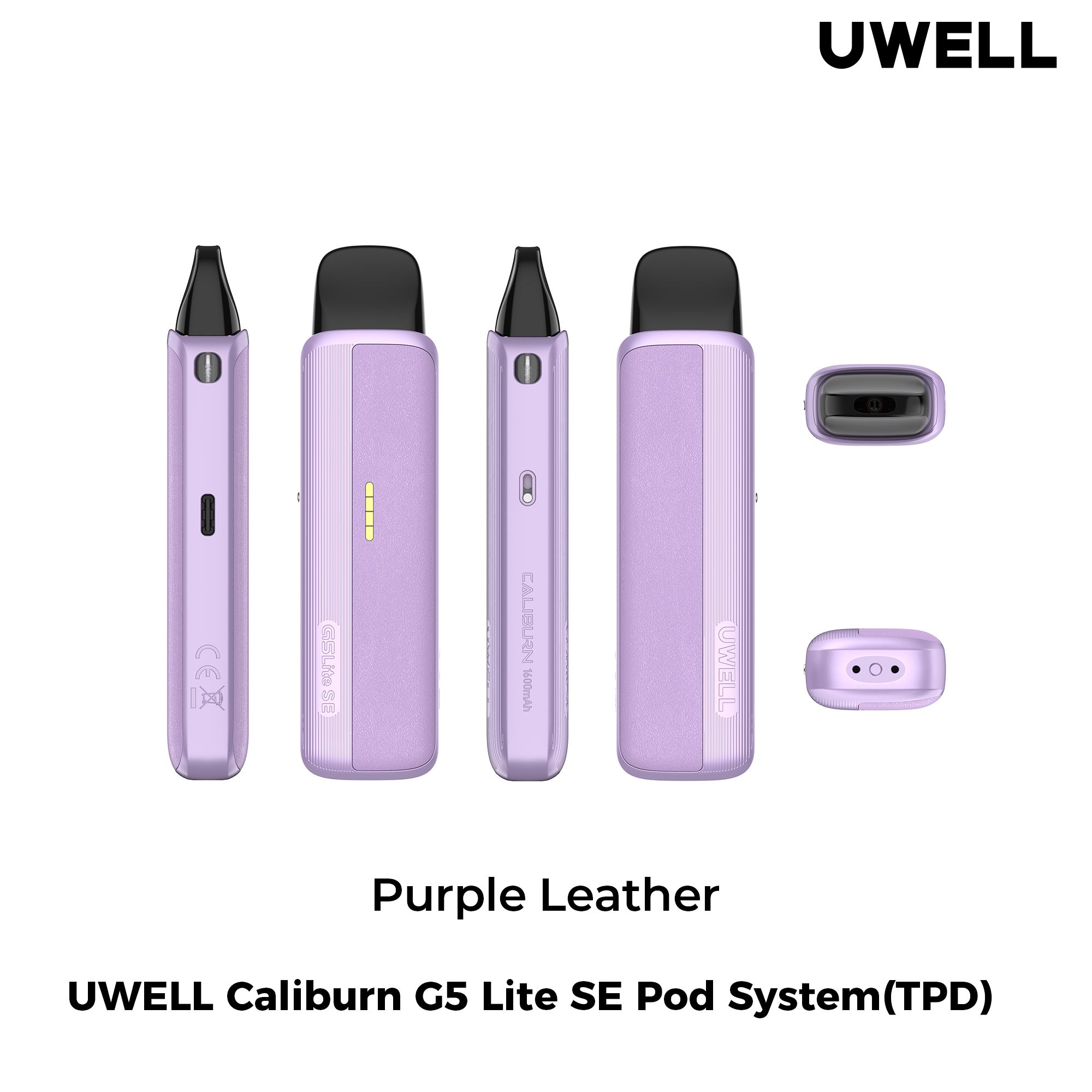 Uwell Caliburn G5 Lite SE Purple Leather – alle Ansichten