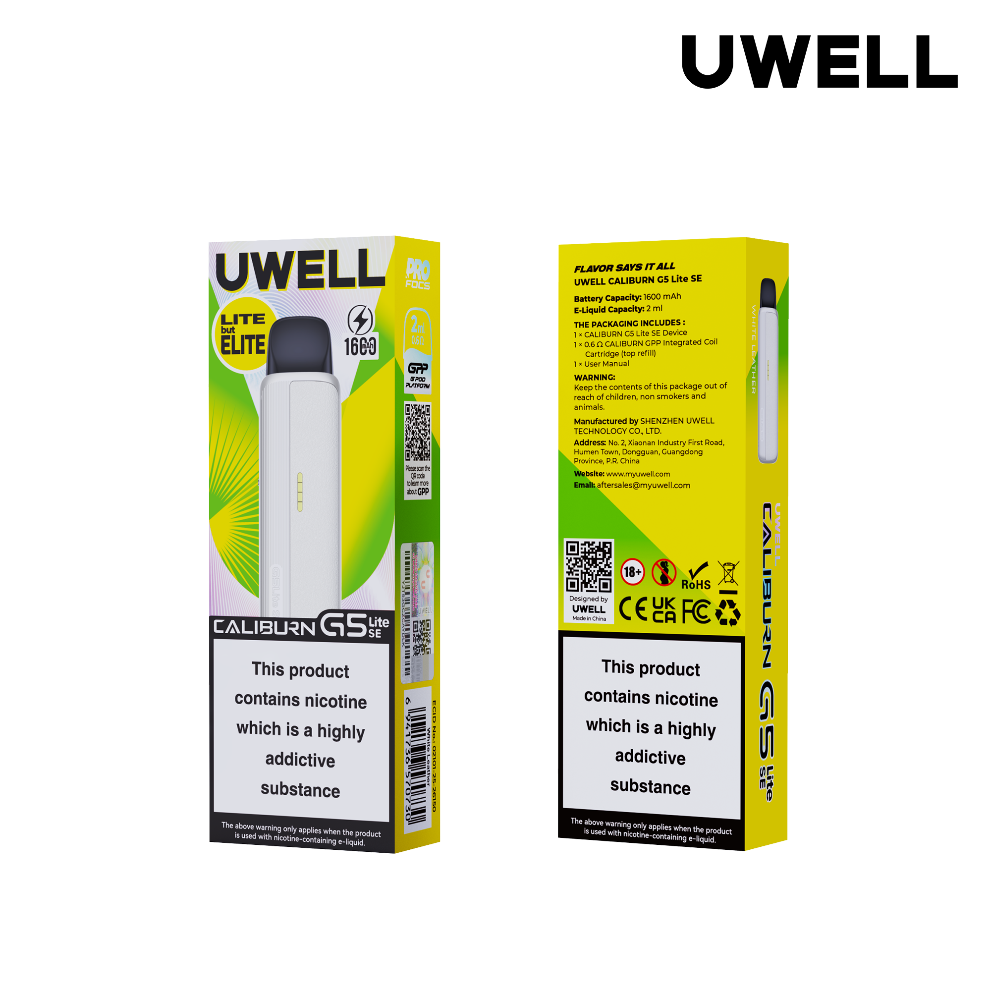 Uwell Caliburn G5 Lite SE White Leather – Originalverpackung