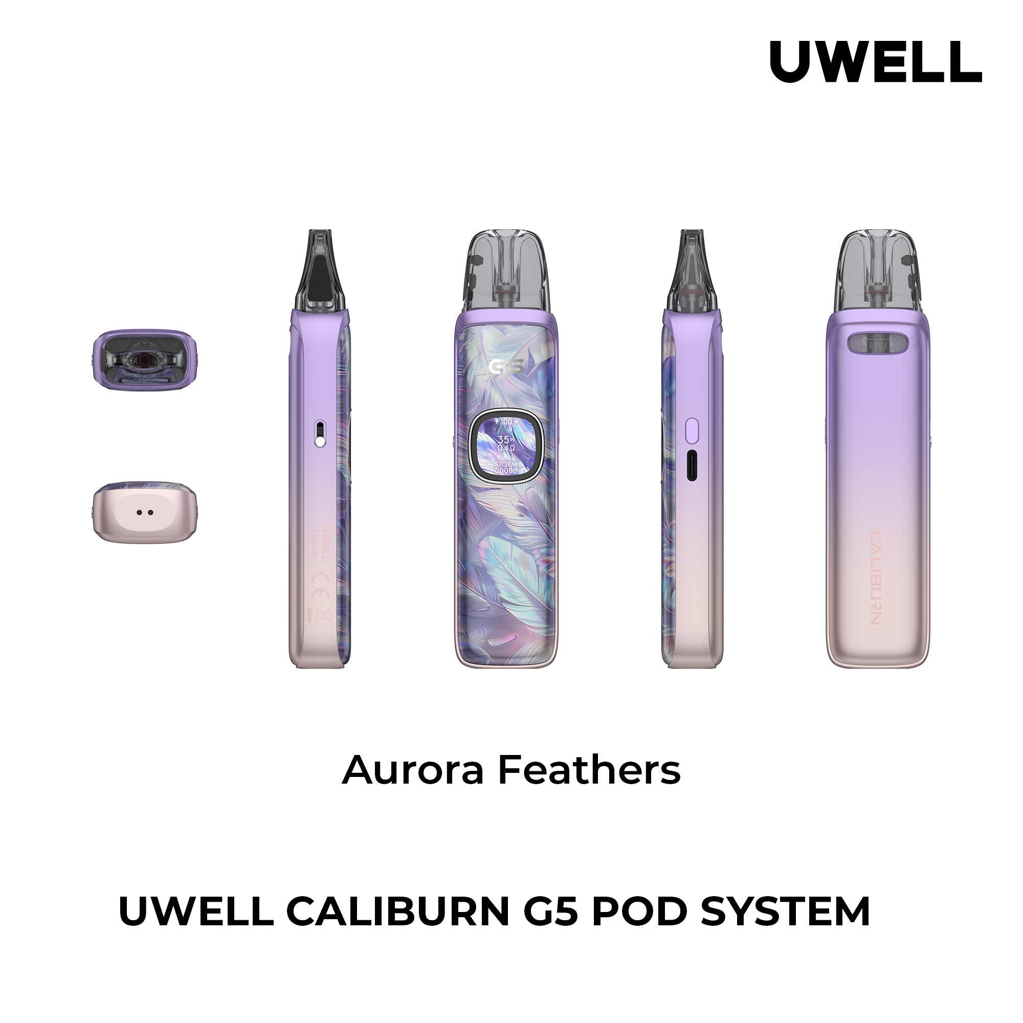Uwell Caliburn G5 Aurora Feathers – alle Ansichten
