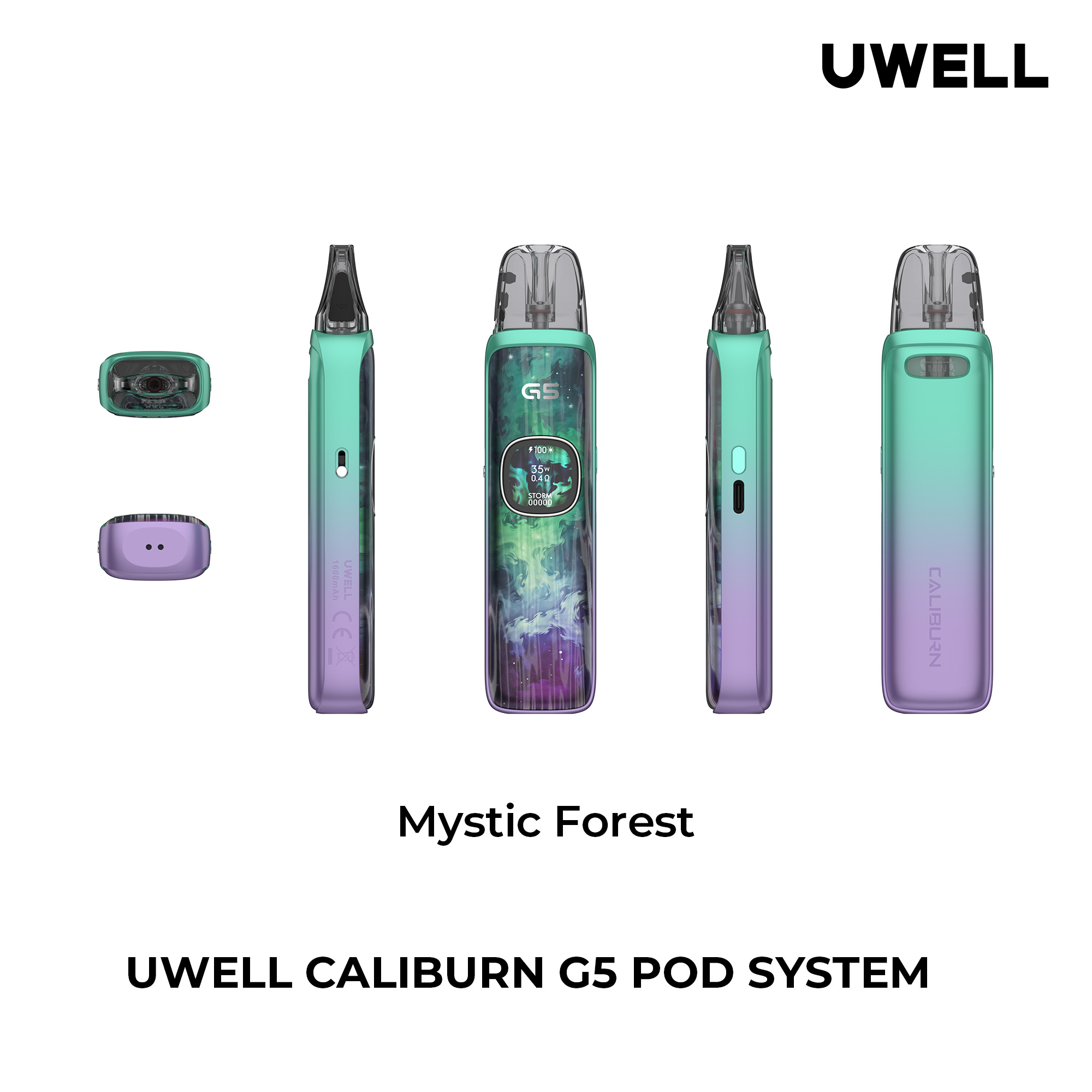 Uwell Caliburn G5 Mystic Forest – alle Ansichten