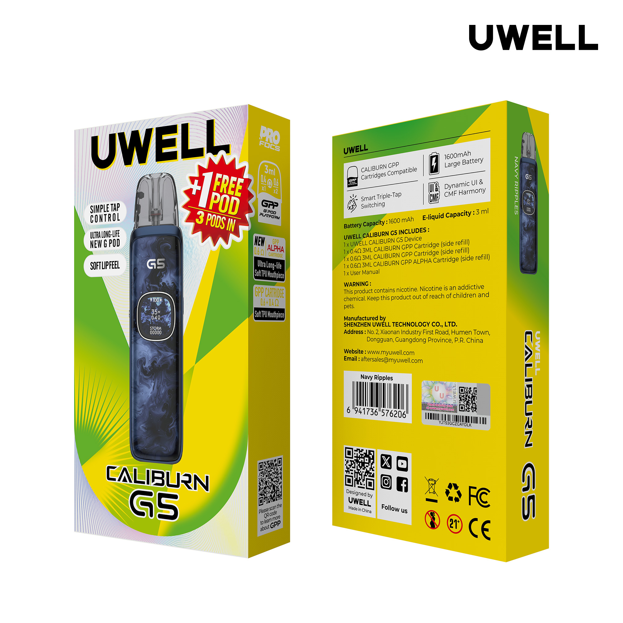Uwell Caliburn G5 Navy Ripples – Originalverpackung