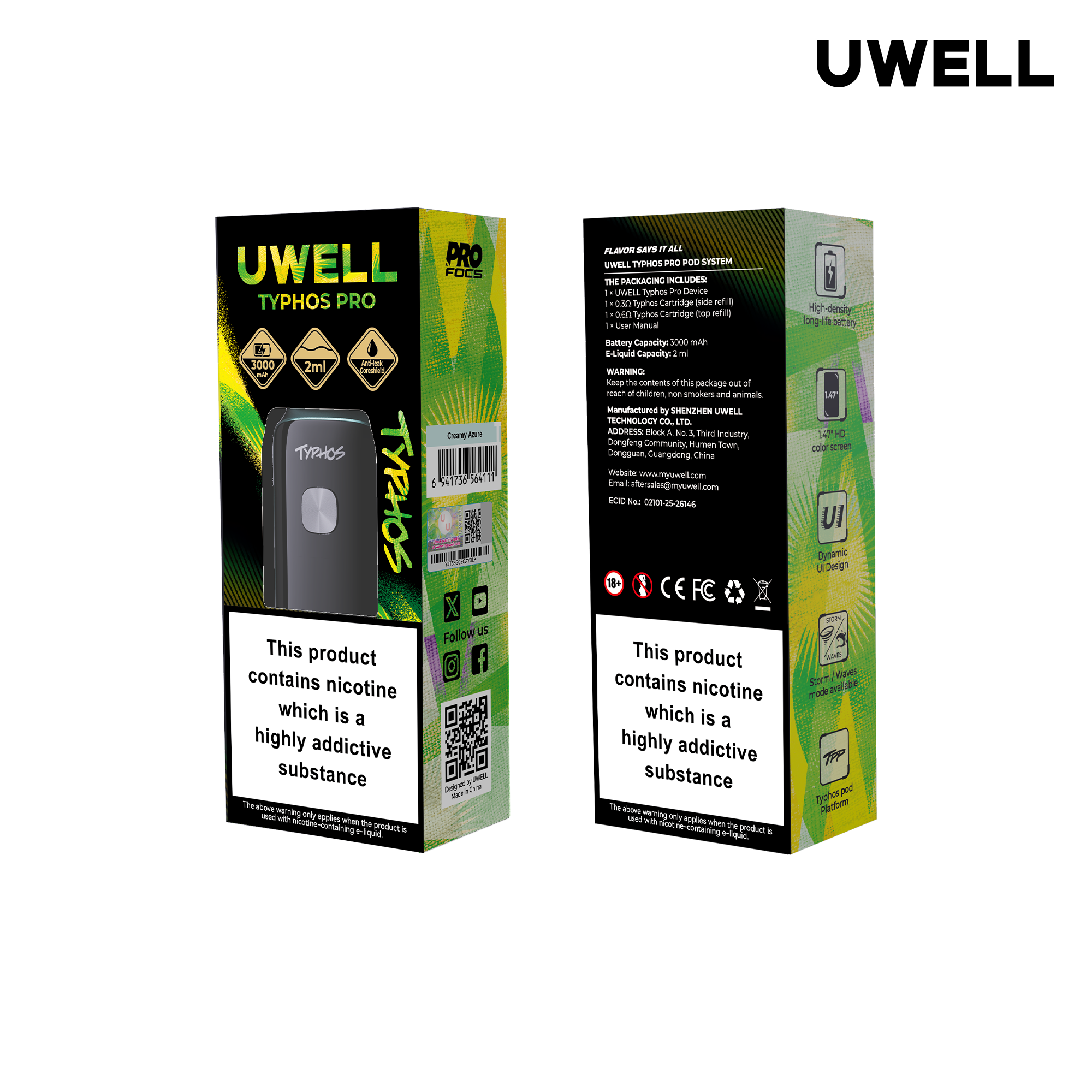 Uwell Typhos Pro Creamy Azure – Originalverpackung