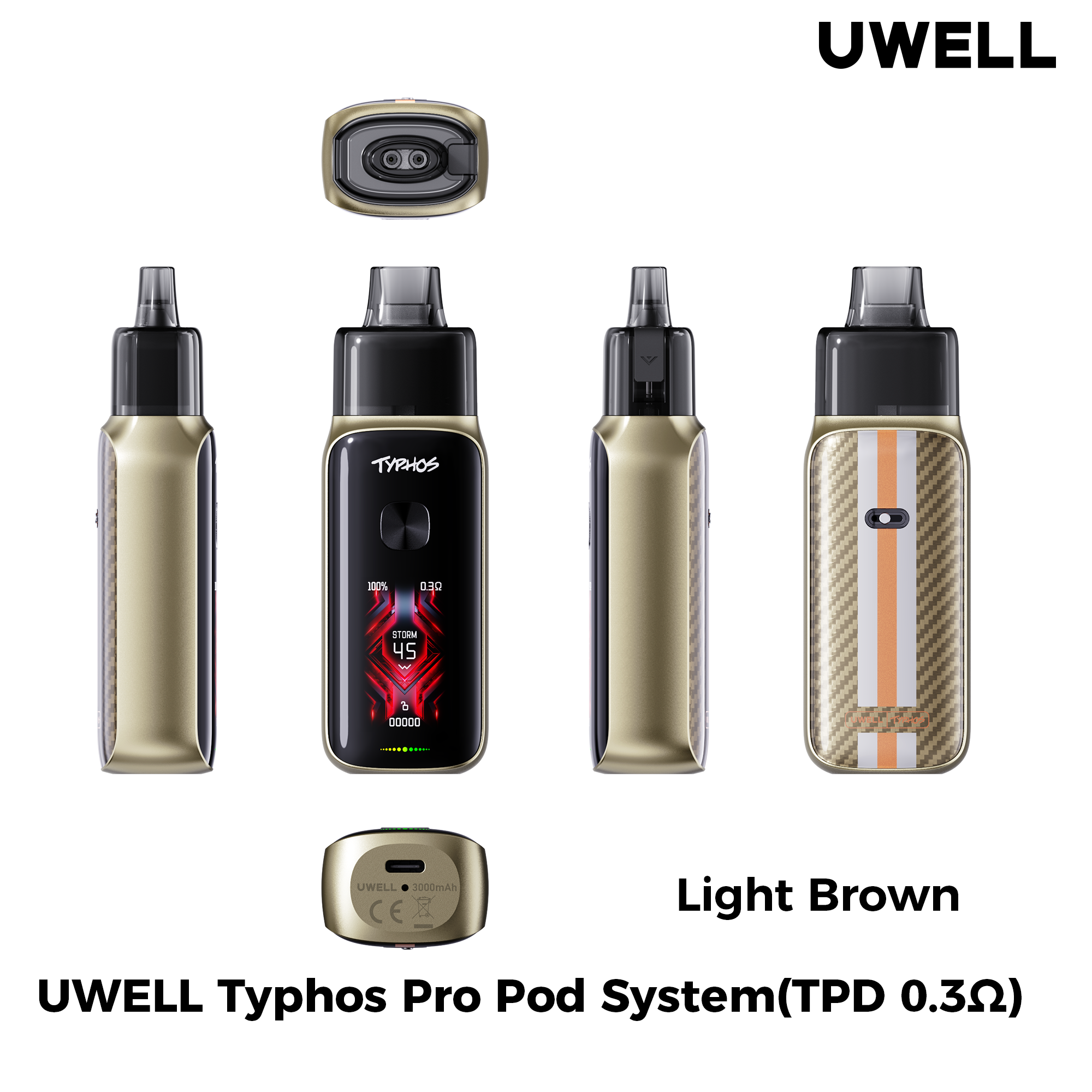 Uwell Typhos Pro Light Brown – alle Ansichten