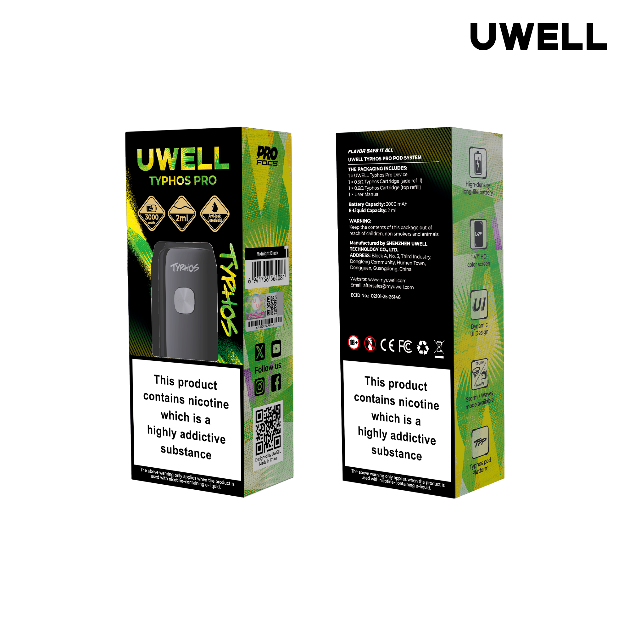 Uwell Typhos Pro Midnight Black – Originalverpackung