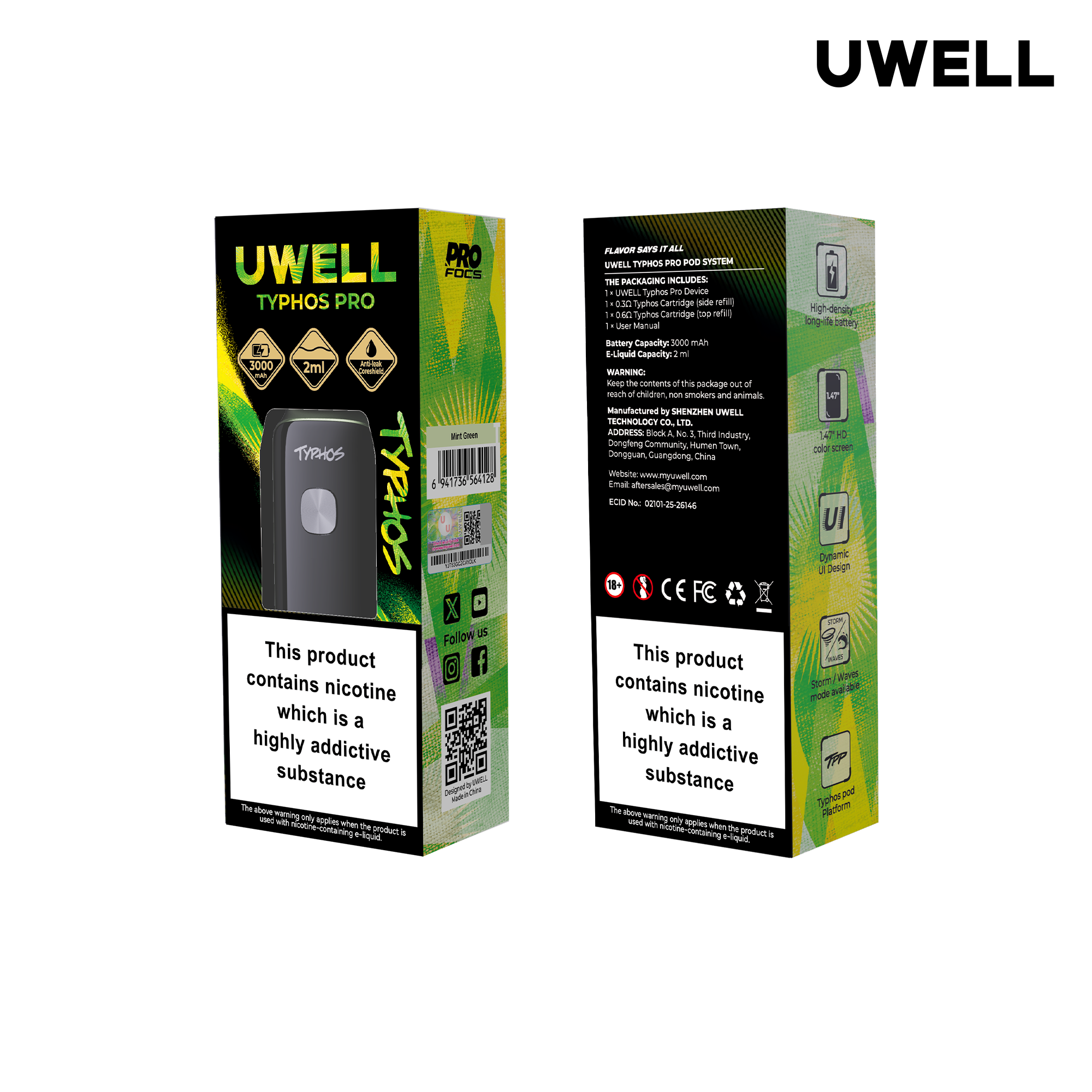 Uwell Typhos Pro Mint Green – Originalverpackung