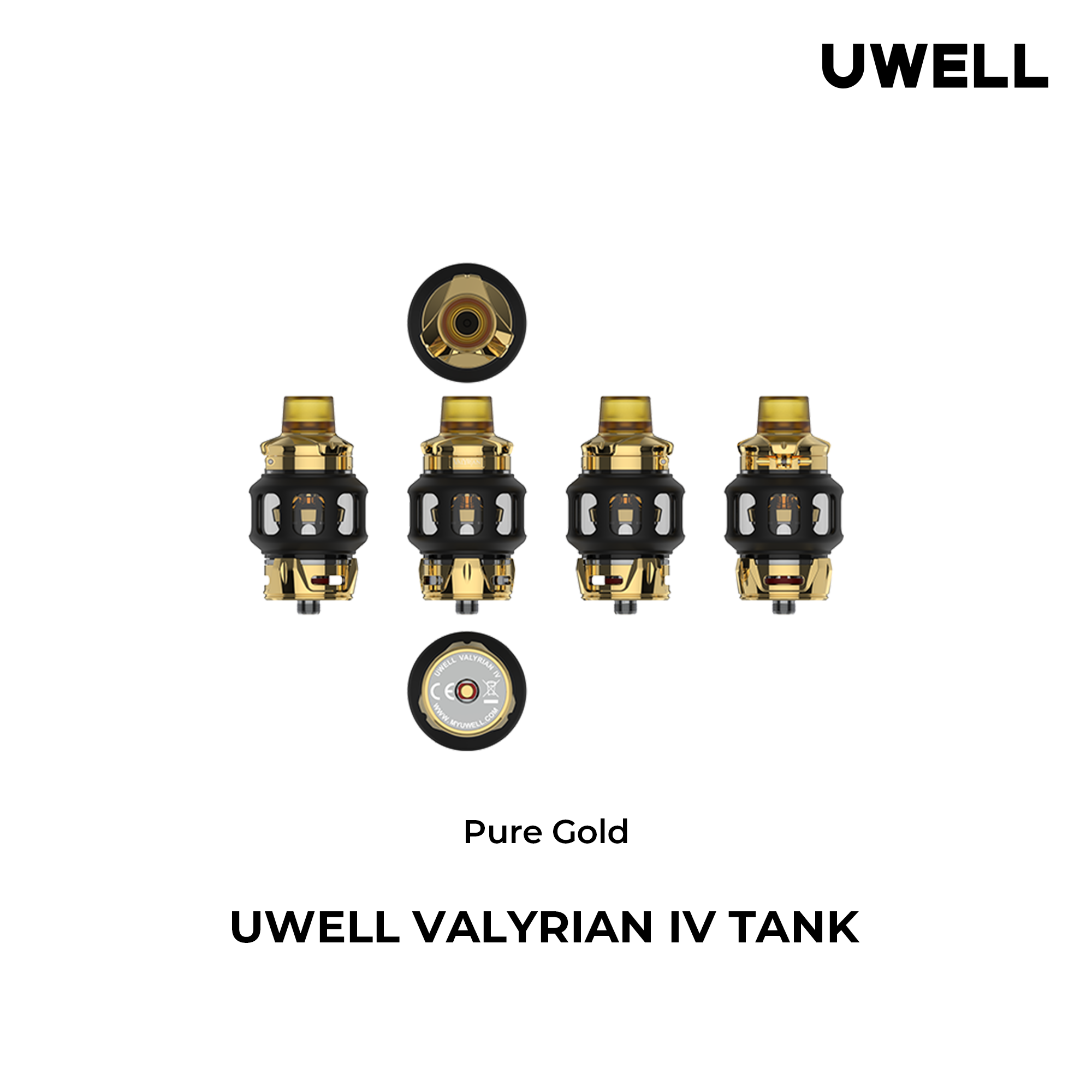 Uwell Valyrian IV Tank Pure Gold – alle Ansichten